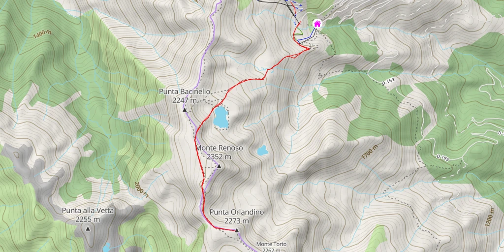 Map of the trail for Punta Orlandino