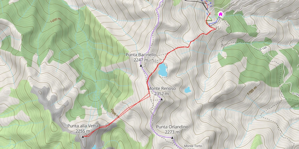 Map of the trail for Punta alla Vetta