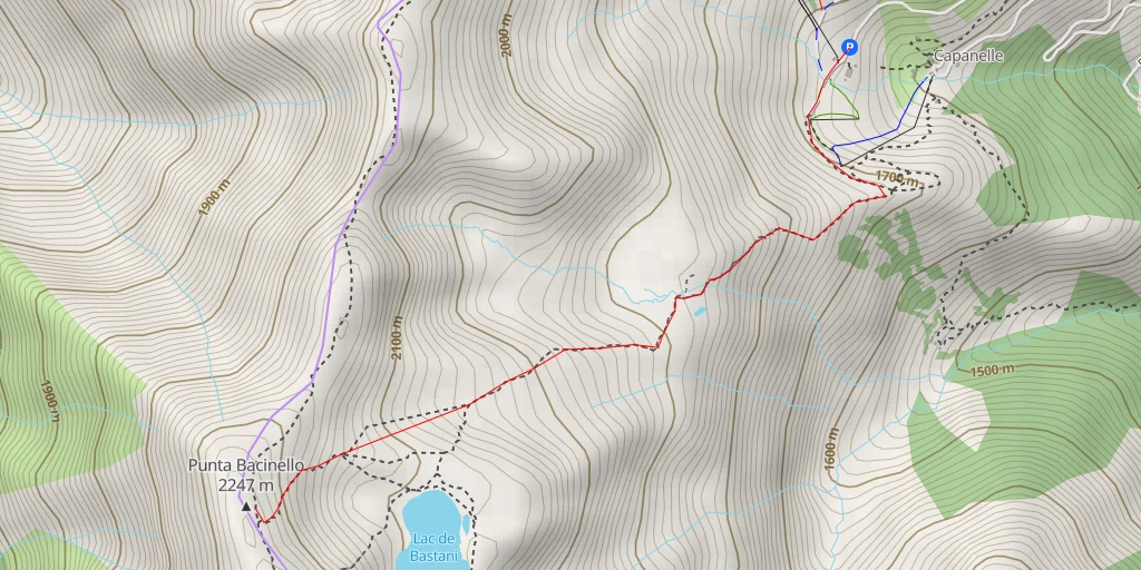 Map of the trail for Punta Bacinello