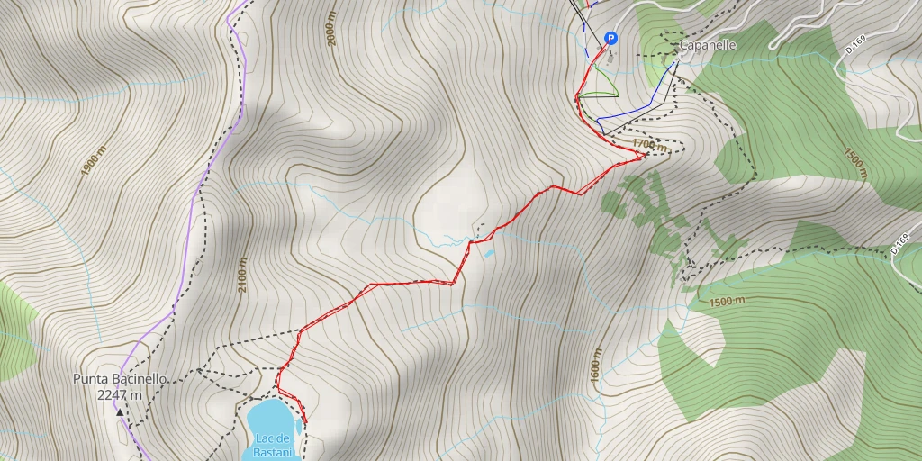 Map of the trail for Lac de Bastani - La Sulana