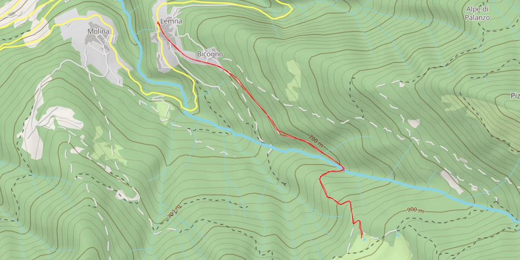 Map of the trail for Agriturismo Alpe di Lemna - Faggeto Lario