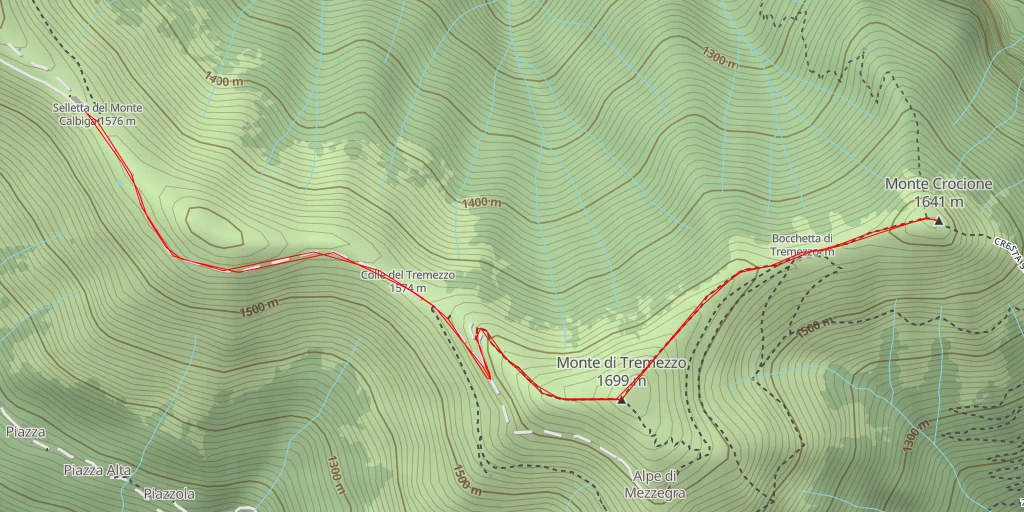 Carte de l'itinéraire :  Monte Crocione