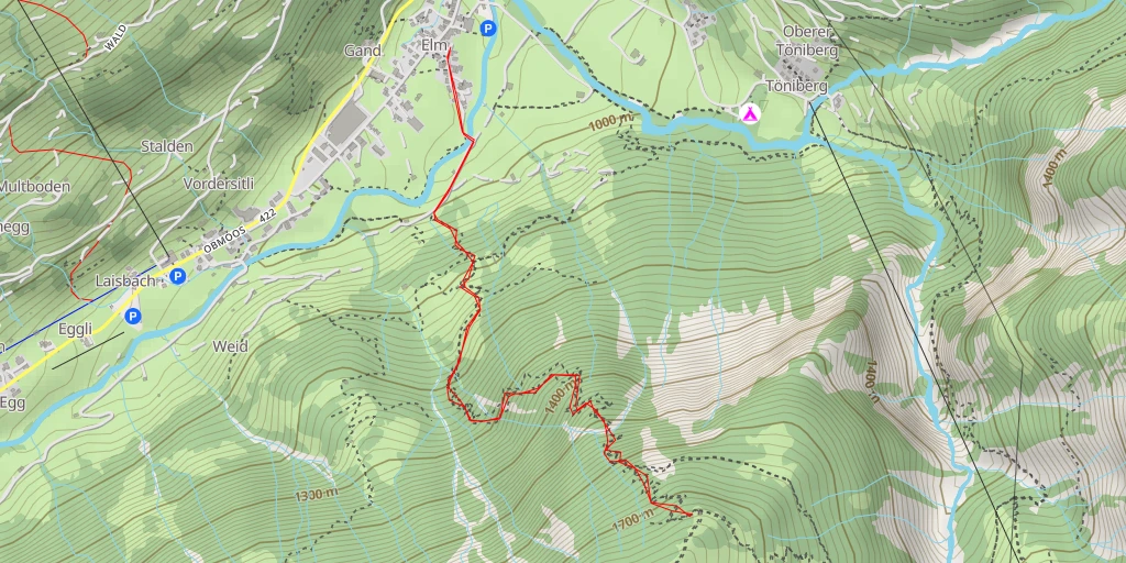 Map of the trail for Firstboden - Elm