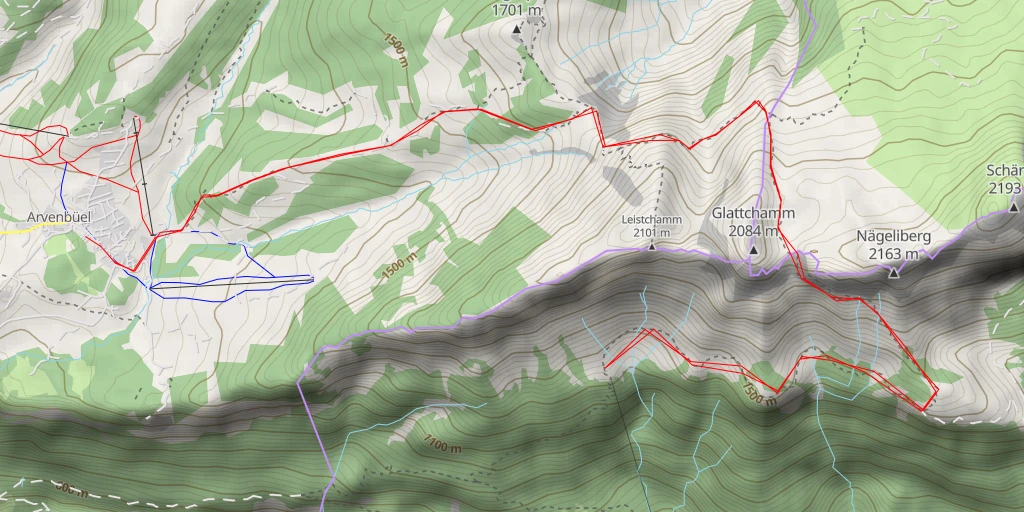 Map of the trail for Laubegg - Amden