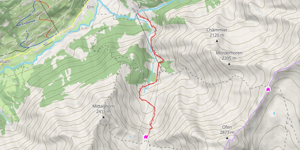 Map of the trail for Martinsmadhütte