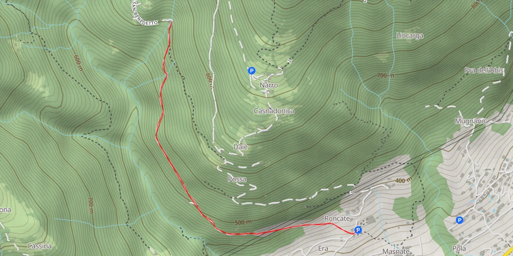 Map of the trail for Via San Benedetto - Via San Benedetto - Tremezzina