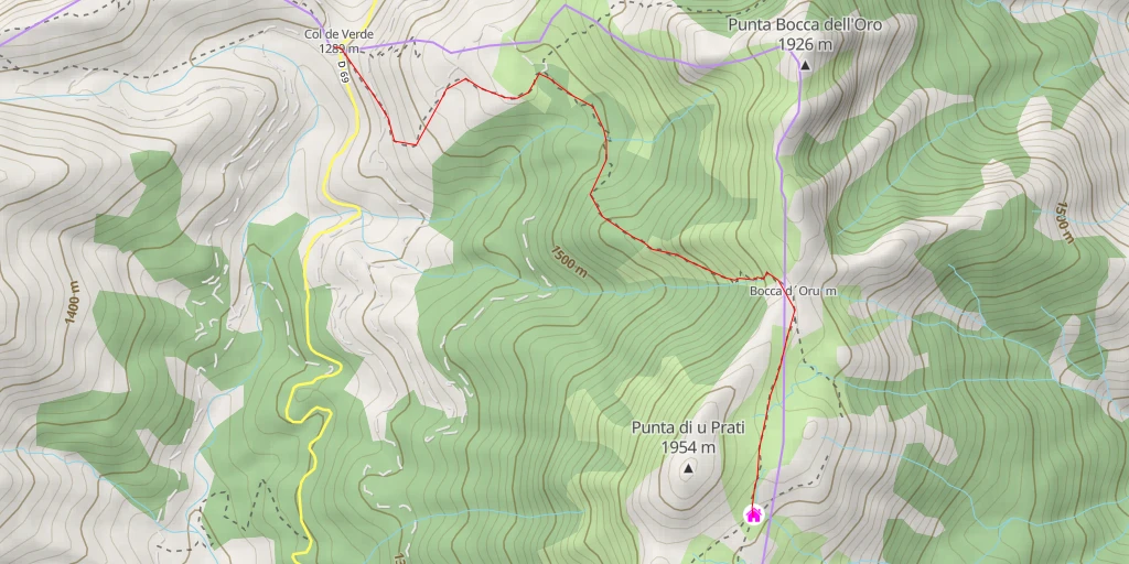 Map of the trail for Refuge de Prati