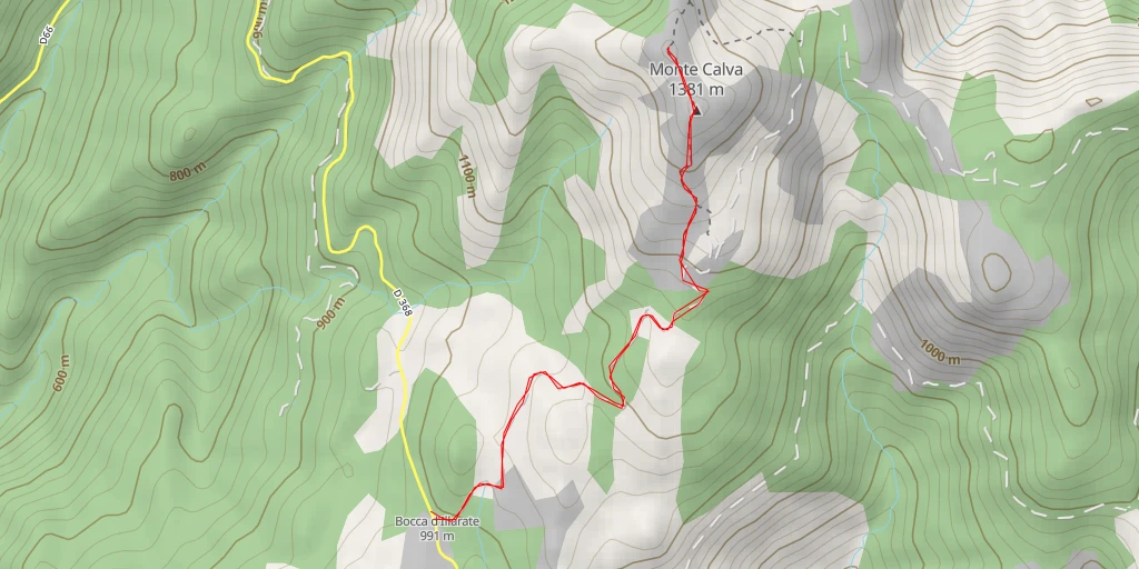 Map of the trail for Monte Calva