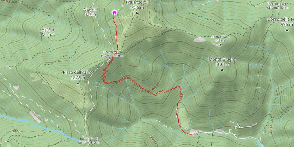 Map of the trail for Rifugio Riella - Palanzone