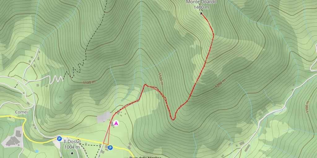 Map of the trail for Monte Doardo