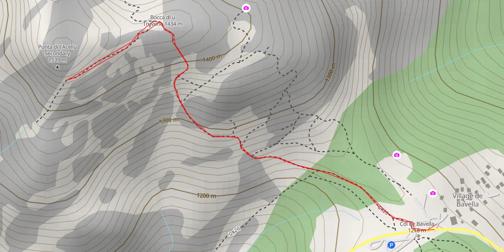 Map of the trail for Punta di l'Acellu secondary