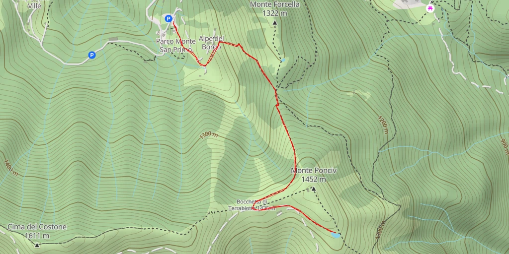 Carte de l'itinéraire :  Piano Rancio - Alpe Spessola