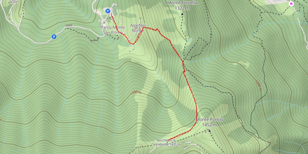 Carte de l'itinéraire :  Parco Monte San Primo - Bocchetta di Terrabiotta