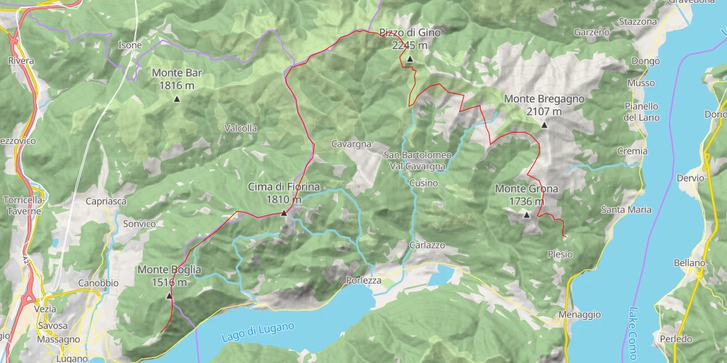 Map of the trail for  Sentiero dei Gauni