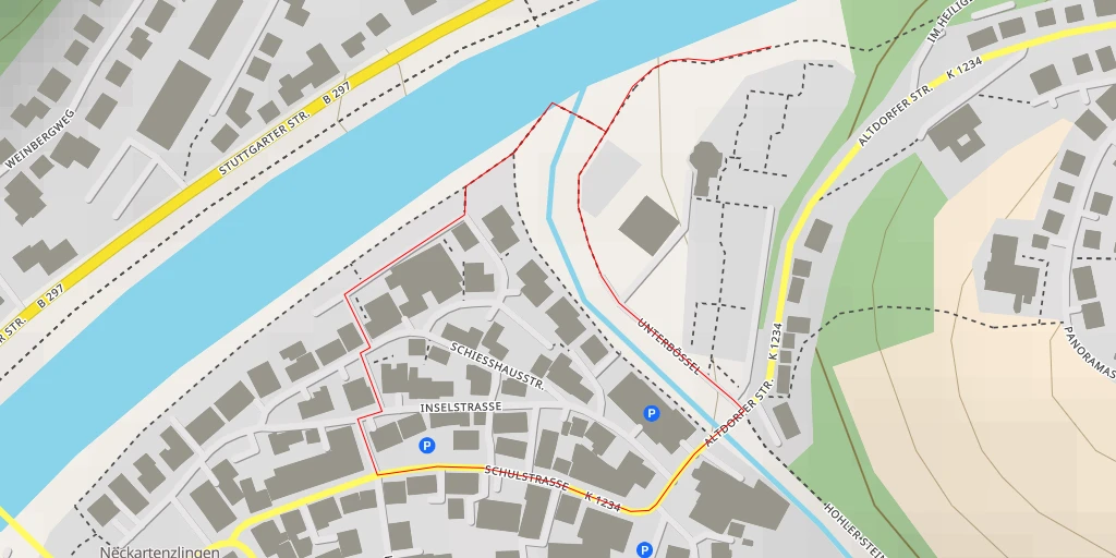 Map of the trail for Bolzer Unterbössel - Neckarsteg