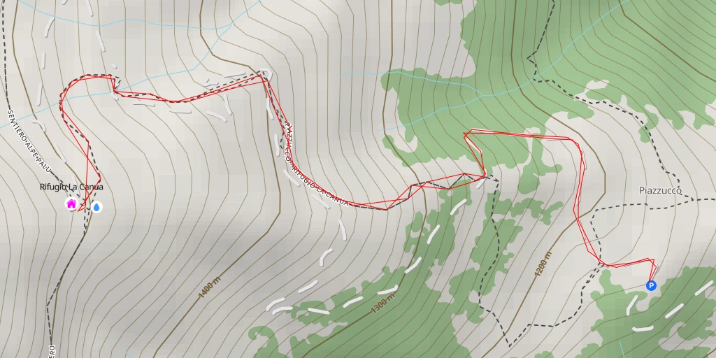 Map of the trail for Rifugio La Canua