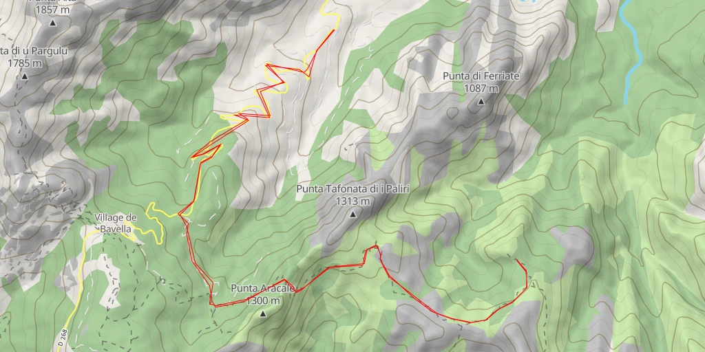 Map of the trail for Monte Bracciutu