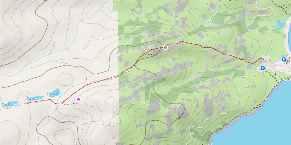 Map of the trail for Padule Ponante