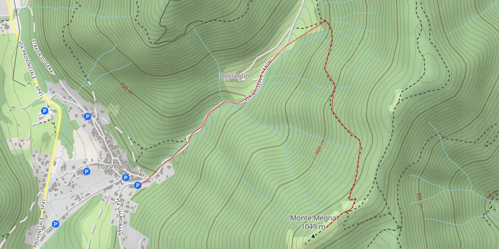 Carte de l'itinéraire :  Monte Megna