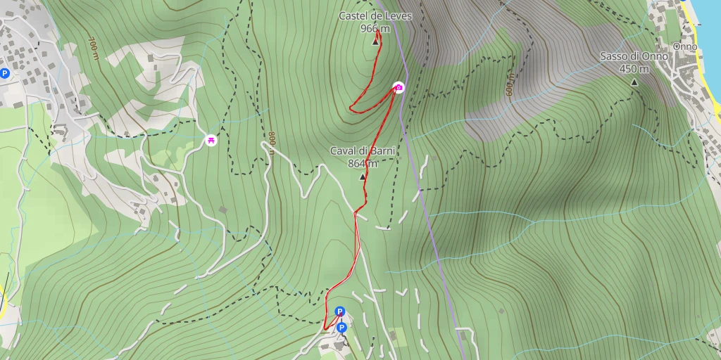 Map of the trail for Monte di Castel di Leves