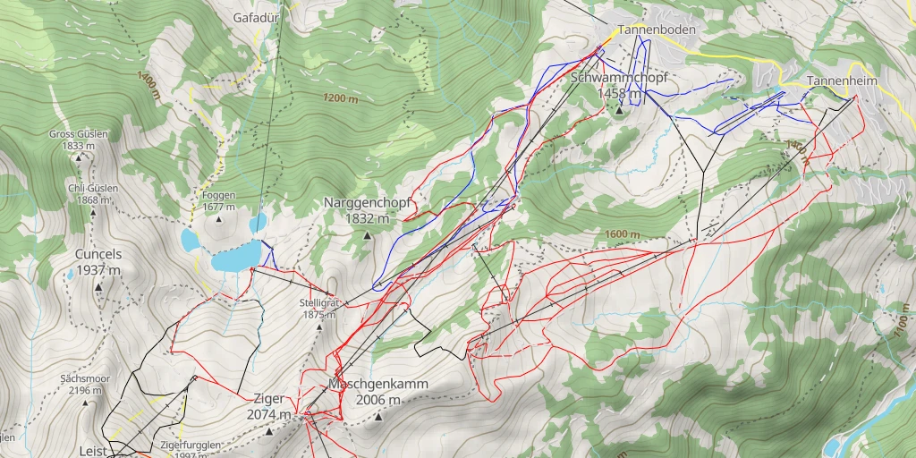 Map of the trail for Maschgenkamm - Quarten