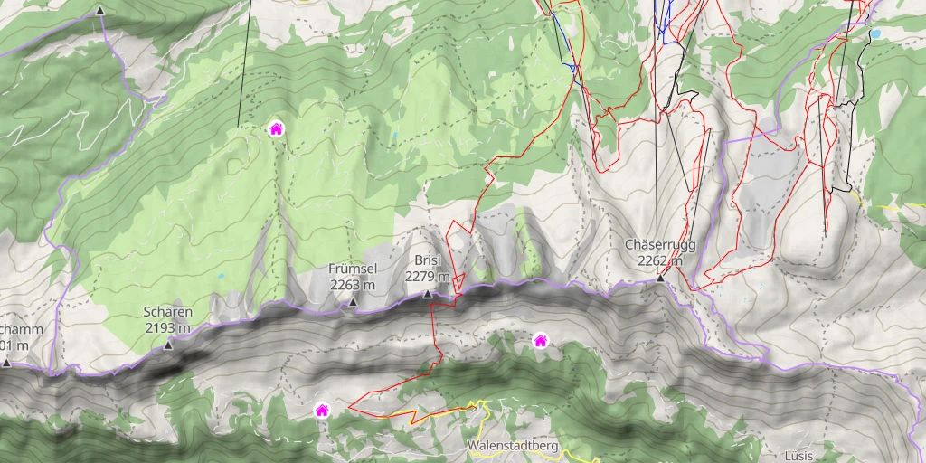 Map of the trail for Paliis Nideri traversée S-N de la chaine des Churfirsten