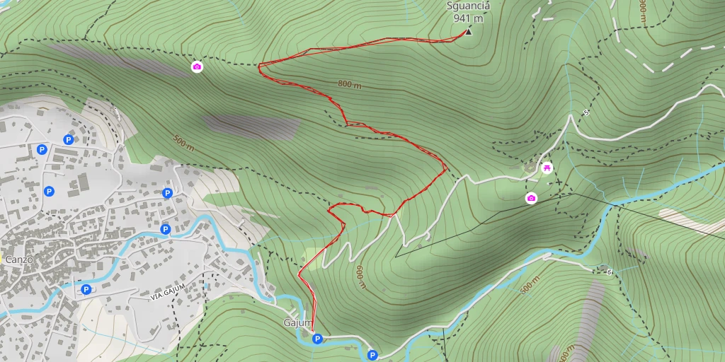 Map of the trail for Sguancia