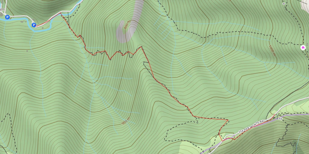 Map of the trail for Via per Monte Rai - Via per Monte Rai