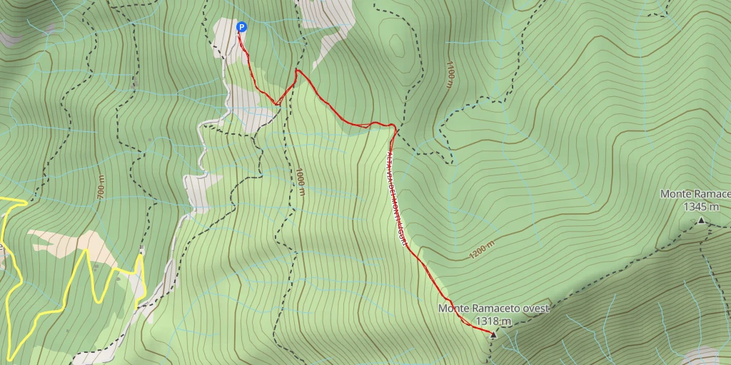 Carte de l'itinéraire :  Monte Ramaceto ovest