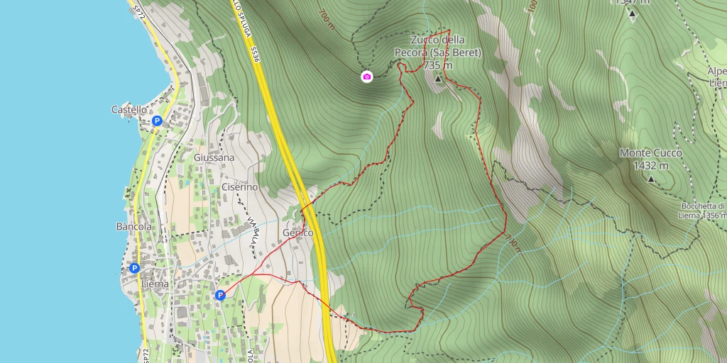 Carte de l'itinéraire :  Zucco della Pecora