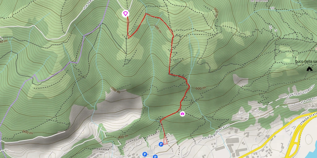 Map of the trail for Cornizzolo