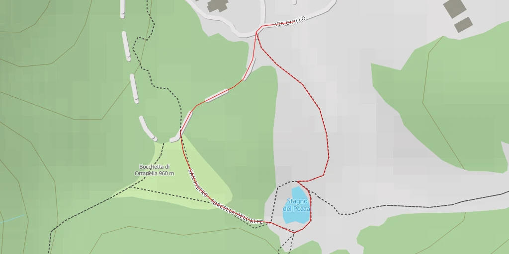 Map of the trail for Stagno del Pozzal