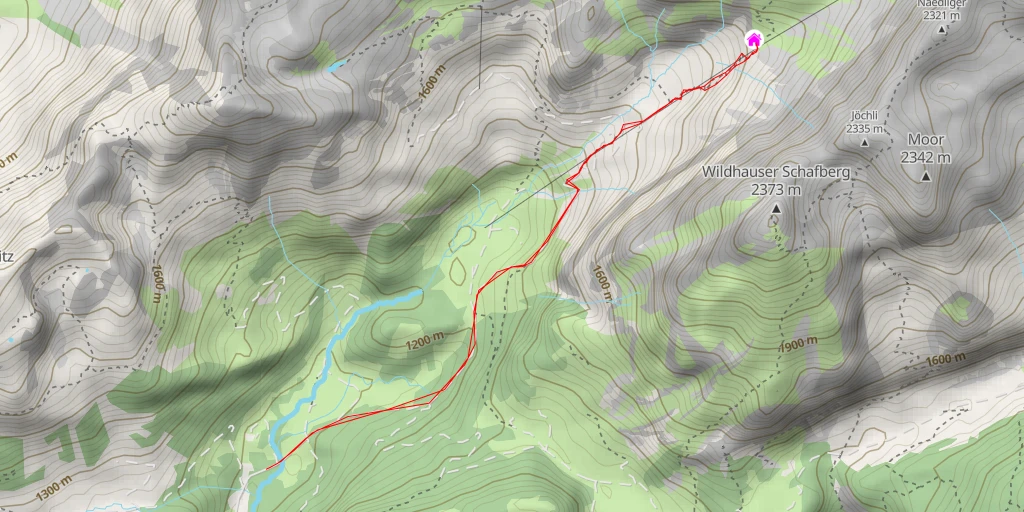 Map of the trail for Berggasthaus Schafboden Alpstein