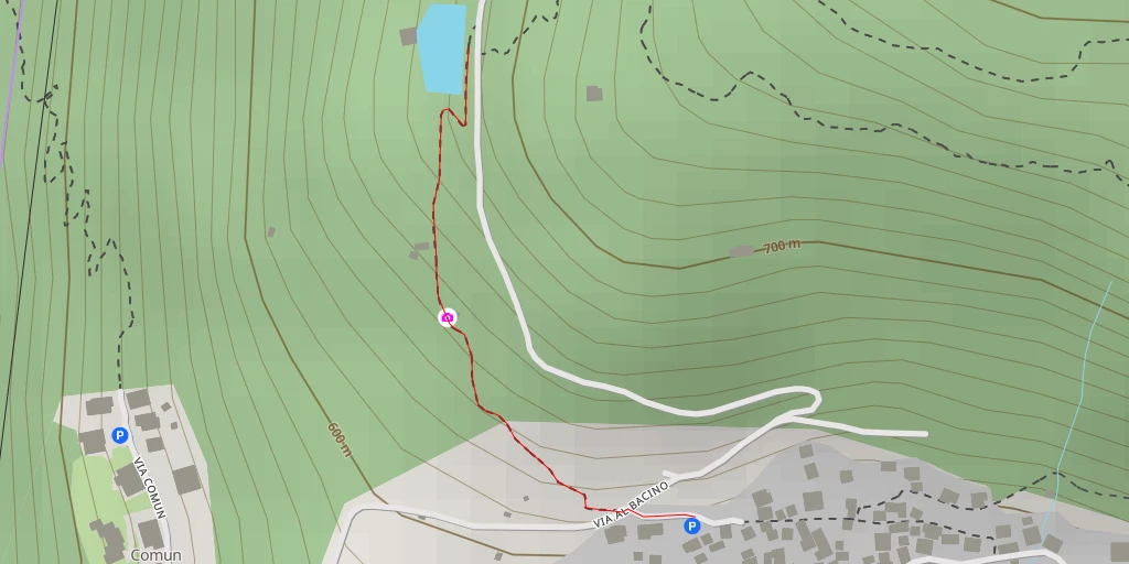 Map of the trail for Via al Bacino - Via al Bacino