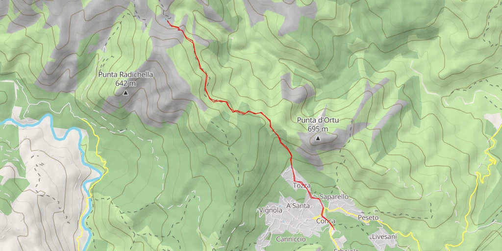 Map of the trail for Rau de Punta Pinzuta