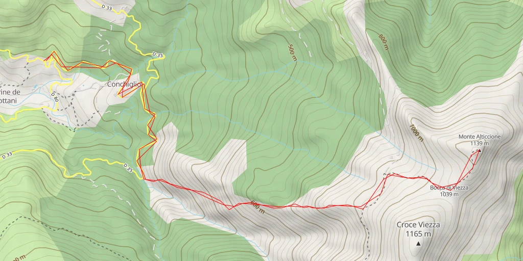 Map of the trail for Monte Alticcione