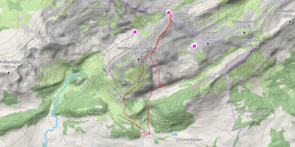 Map of the trail for Berggasthaus Rotsteinpass