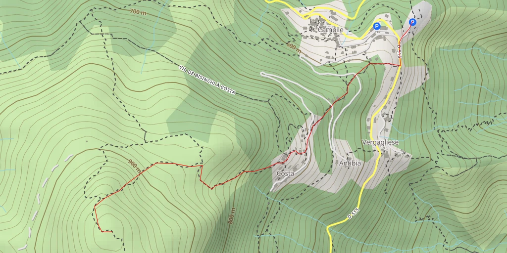 Map of the trail for Pointe de Mocaja