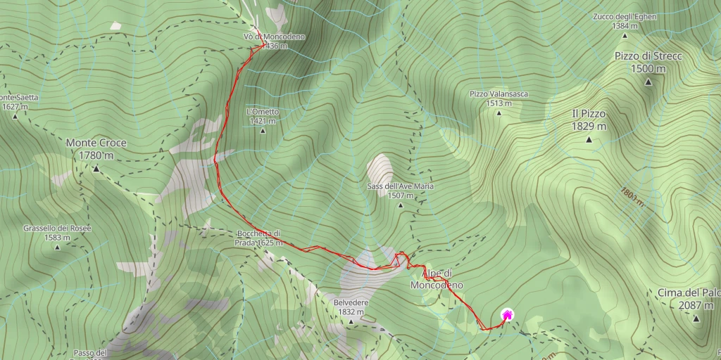 Map of the trail for Rifugio Arnaldo Bogani