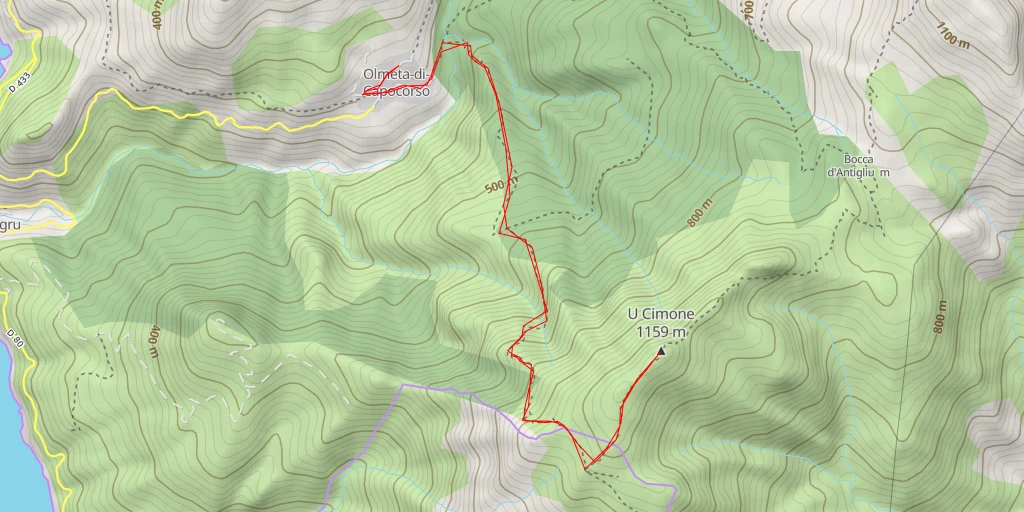 Map of the trail for U Cimone