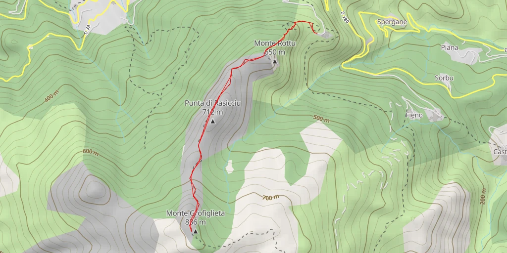 Map of the trail for Monte Grofiglieta