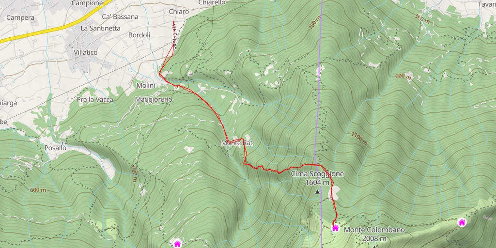 Map of the trail for Lago Scoggione