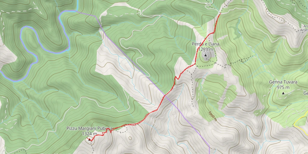 Map of the trail for Pizzu Margiani Pubusa