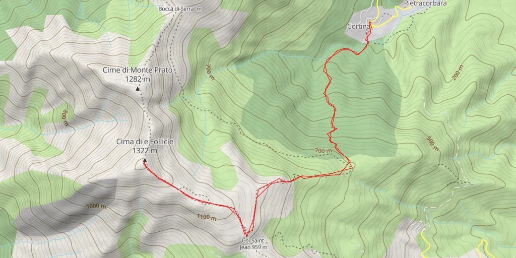 Map of the trail for Cima di e Follicie