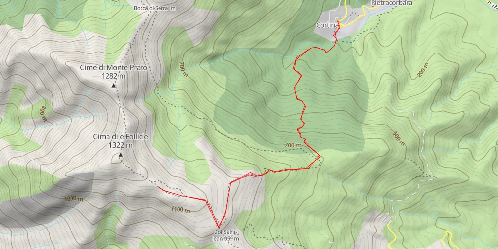 Map of the trail for Rocher de Pruberzulu