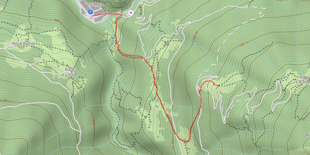 Map of the trail for Rifugio Ariàal