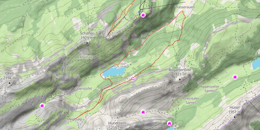 Carte de l'itinéraire :  Meglisalp