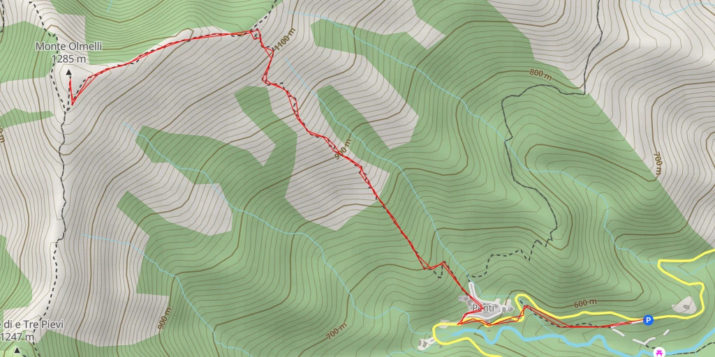 Map of the trail for Monte Olmelli