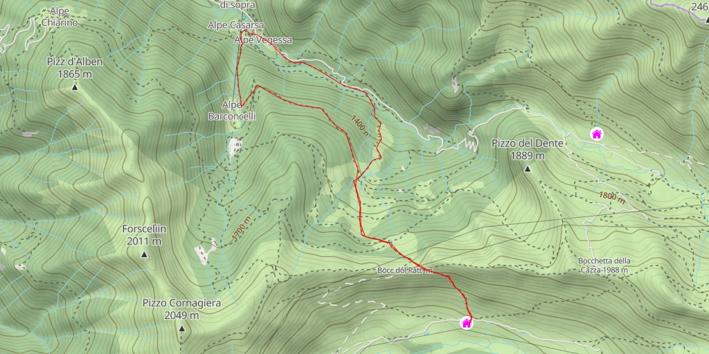 Map of the trail for Rifugio Madonna della Neve