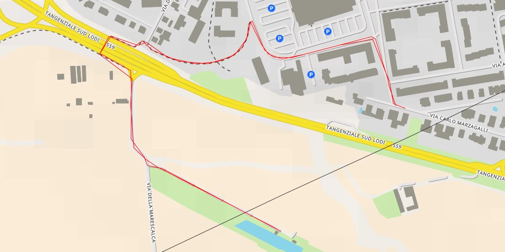 Carte de l'itinéraire :  Tangenziale Sud Lodi